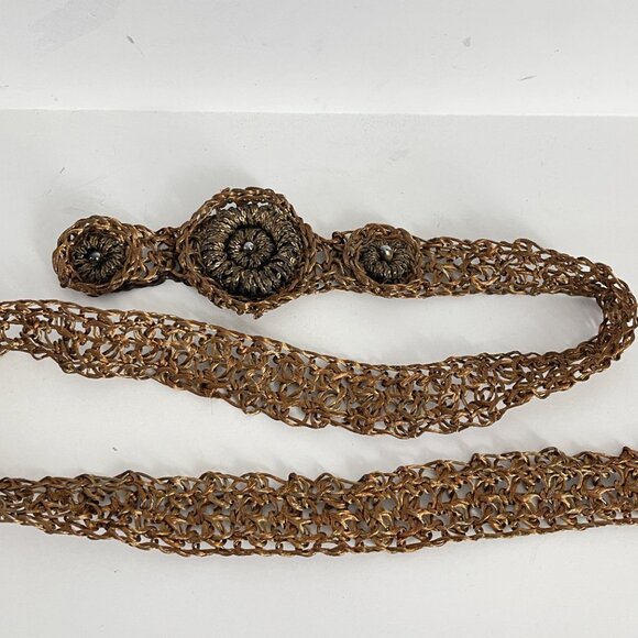 Author\'s work belt Metal Belt Braided wire women\'s belt gold/bronze Vintage belt main image 6